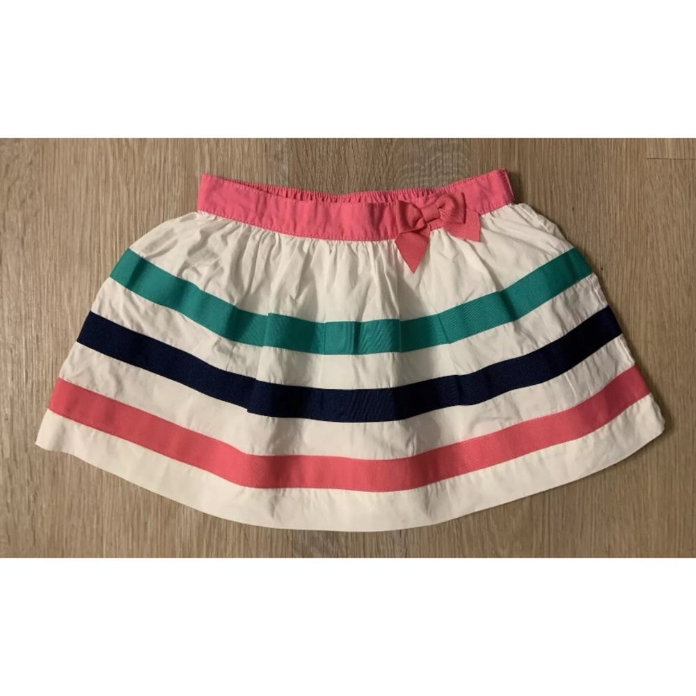 Gymboree Girl’s Size 5T Striped Casual Skirt With Pink Bow